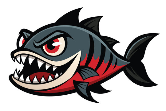angry piranha fish cartoon style clip art preview