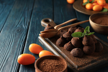 Chocolate truffles, concept of delicious sweet food