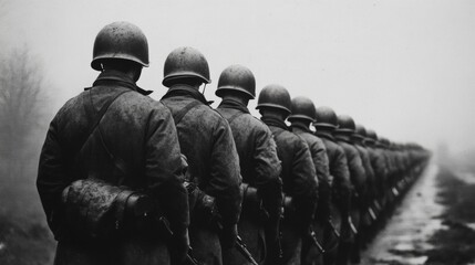 illustration of a row of german soldiers