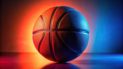 Obraz premium Red black basketball under orange blue lighting