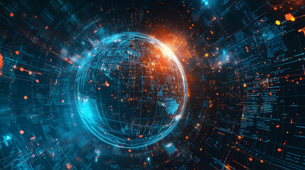 Obraz premium Modern computer technologies concept deep data mining machine learning ai and artificial intelligence. Deep Space Mining. Illustration