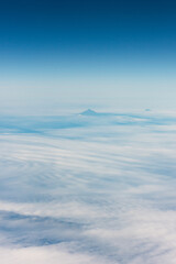 View from an airplane of the Kuril Islands and Sea of Okhotsk on a flight from Vancouver to Tokyo