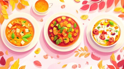 Bright Artistic Curry Spread for Family Dining