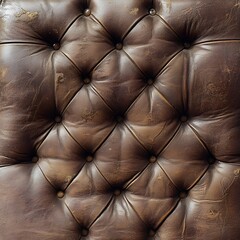 Fototapeta premium The elegant and timeless texture of a vintage brown leather upholstery with tufted buttons and classic design
