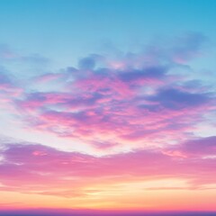 Obraz premium A vibrant sunset sky with pink and purple clouds against a blue backdrop.