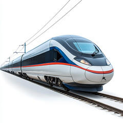 Fototapeta premium Modern High Speed Train On Tracks In Winter