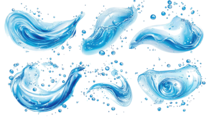 Detailed Collection of Swirling Blue Water Patterns With Bubbles Generative AI