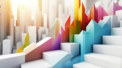 Dynamic 3D Trends Composition on Bright Background