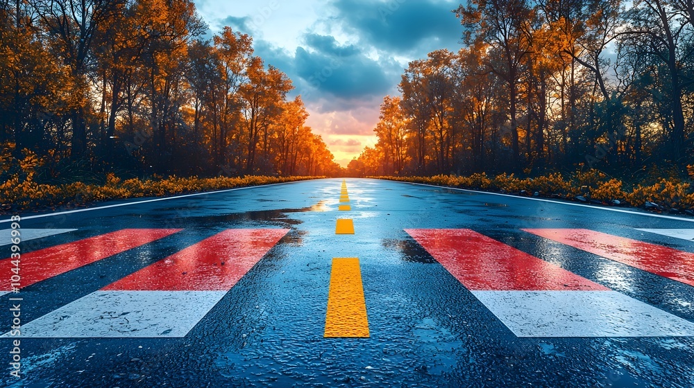 Poster flat design of directional road markers with arrows visualizing planned guidance and navigation for 