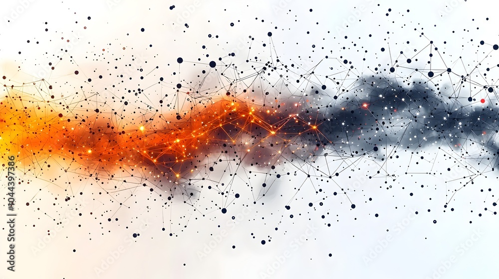 Poster pathway turning into connected nodes representing strategic framework for innovation in flat design 