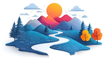Fototapeta premium of a pathway transforming into a detailed structured framework representing strategic planning growth and development concepts Flat design style with clean white background