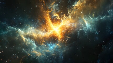 Obraz premium A celestial backdrop where the being's aura interacts with the cosmic tapestry of stars and galaxies