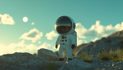 an astronaut suit for men's and women with isolated background generated by AI