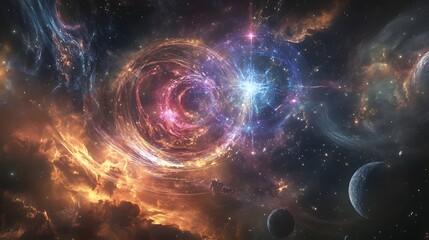 The being's presence commanding a gentle gravity pulling cosmic elements into alignment around it