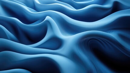 Obraz premium Abstract Blue Wavy Surface with Detailed Lines