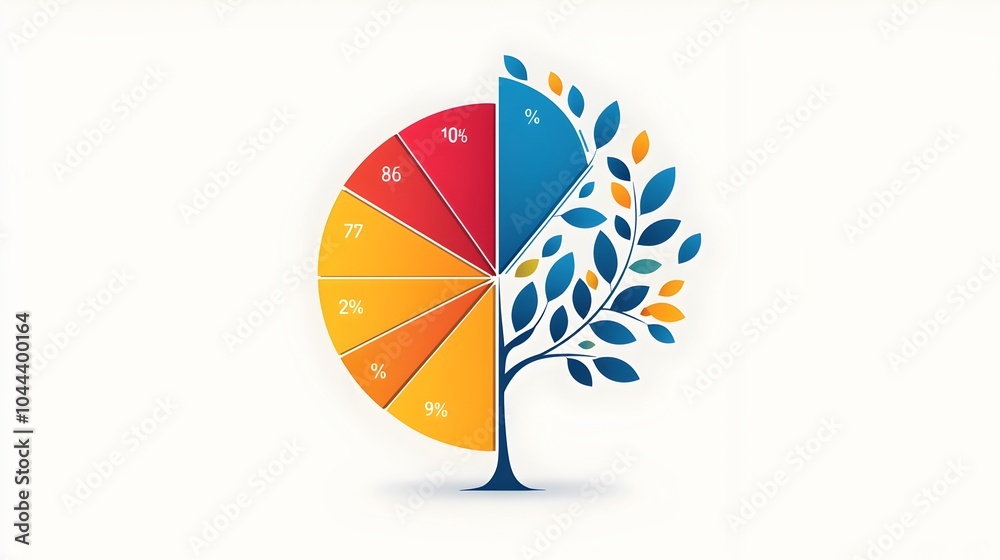 Poster pie chart expanding into a tree representing the growth and insights gained through data interpretat