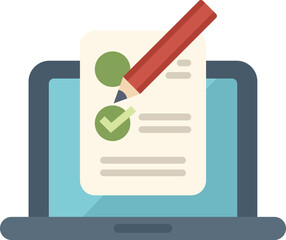 Concept of online testing, completing a form or answering a questionnaire on a computer