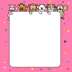 可愛い動物さんたちからのメッセージフレーム3D