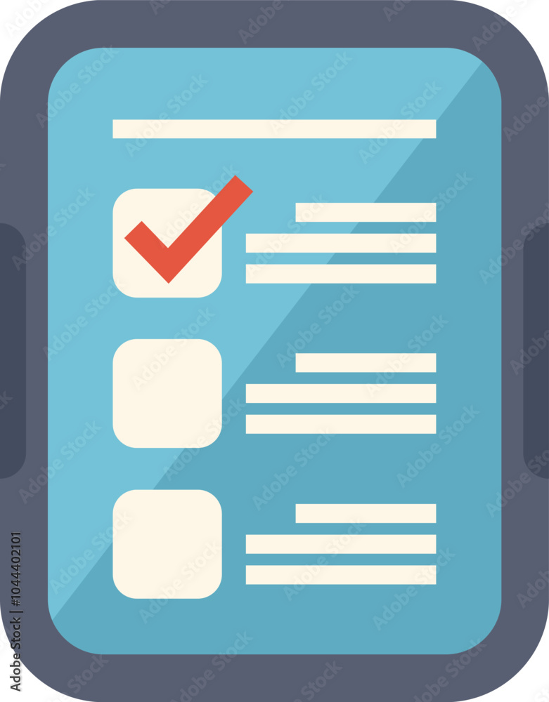 Poster smartphone is displaying a checklist with one of the options checked, indicating completion or selec