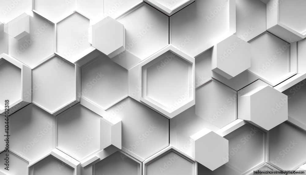 Poster Abstract White Hexagon Pattern Background