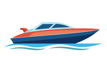 Speedboat on Water | isolated vector silhouette illustration on white background