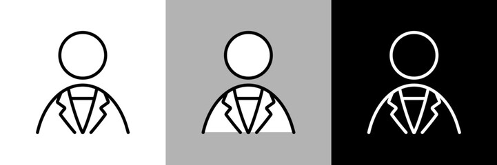 医療従事者のイラスト。シンプルな線画のベクターアイコン。