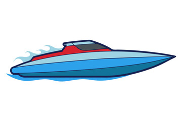 Speedboat on Water | isolated vector silhouette illustration on white background