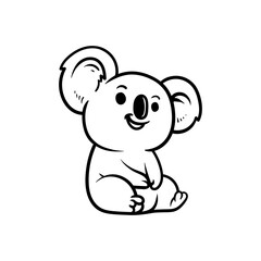 baby koala cartoon drawing coloring line art style sketch classic vintage design illustration