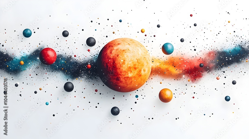 Poster earth expanding into multiple orbits symbolizing the global potential and opportunities for growth d
