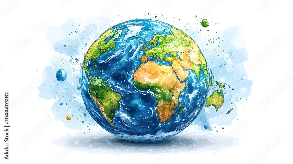 Poster earth expanding into multiple orbits symbolizing global potential and future growth in flat design a