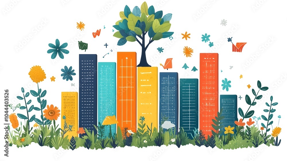 Poster expanding bar chart visually transforming into a growth focused data analysis tree the power of data