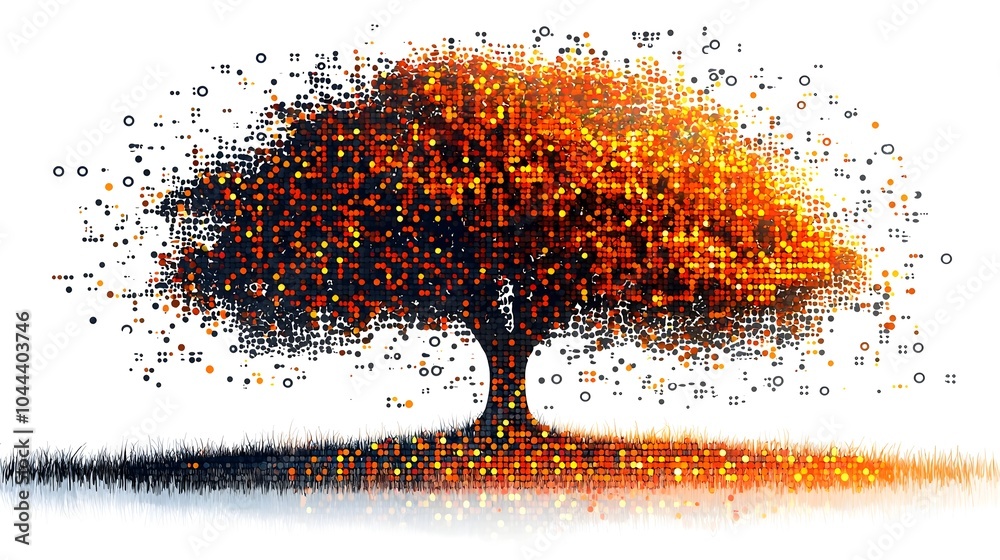 Poster data flow transforming into a growing tree symbolic representation of potential and progress through