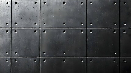 Black Concrete Wall with Circular Holes - Texture Background