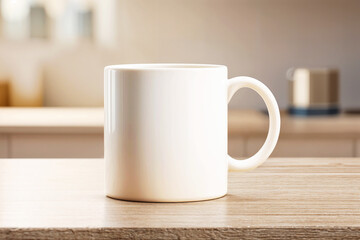 Mug Mockup on Wood Table