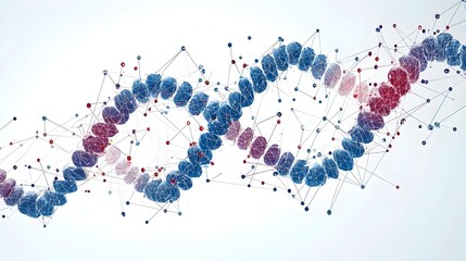 Obraz premium DNA Helix Expanding into Data Streams Visualizing Growth Potential Through Information and Digital Transformation in Flat Design on Isolated White Background