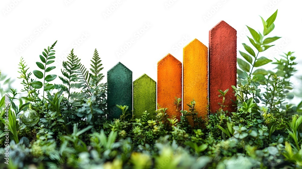 Poster conceptual of a bar graph expanding and growing into a lush forest representing the idea of growth a