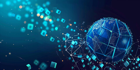 a blue globe with dots and lines, Digital Blue Globe with Dots and Lines, 