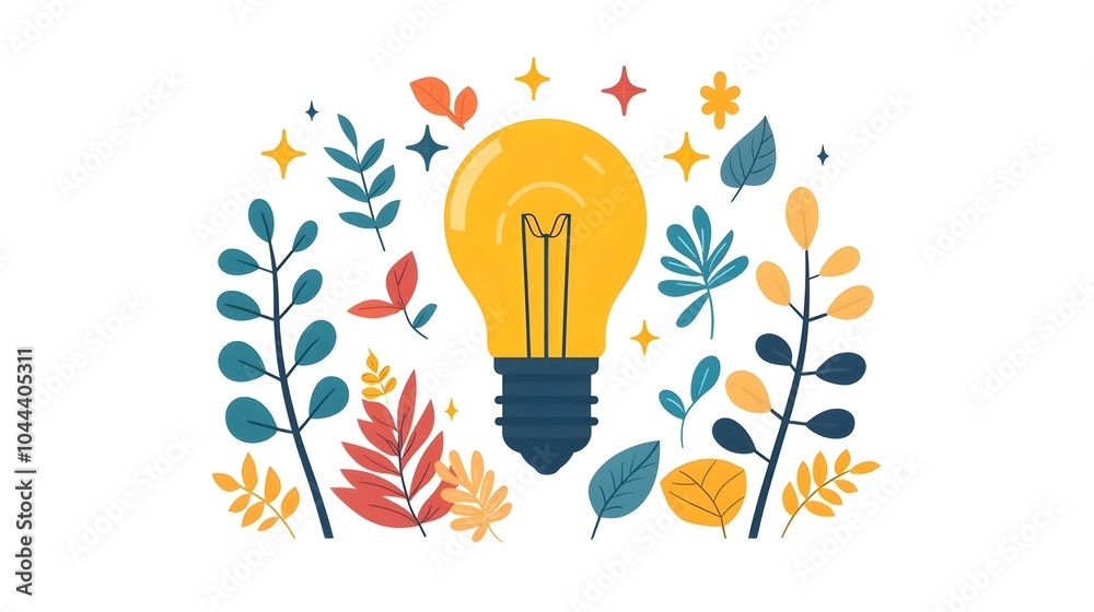 Poster of a lightbulb transforming into a tree symbolizing the connection between creativity innovation and