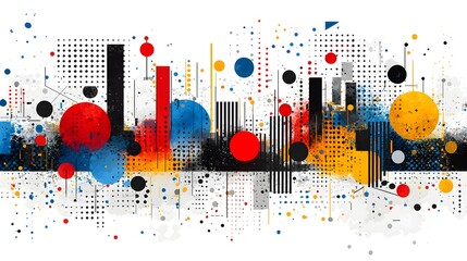 Obraz premium Captivating abstract showcasing a transformation from geometric shapes into mesmerizing digital art patterns representing creativity innovation and visually striking design
