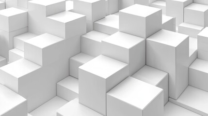 Obraz premium Abstract White Cube Structure with Geometric Patterns