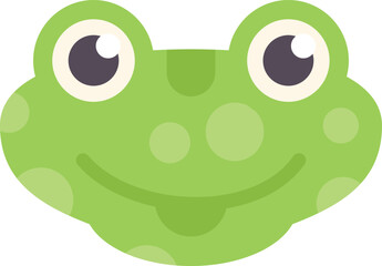 Cartoon illustration of a happy green frog smiling and sticking out its tongue