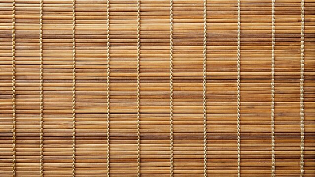 reflected brown wood reed mat texture background with thread uniting