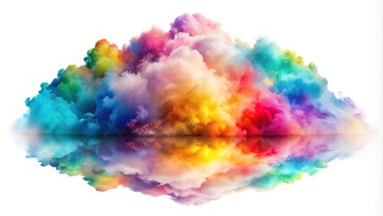 Fototapeta premium Reflected colorful watercolor cloud on a white background