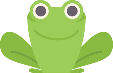 Friendly cartoon frog is smiling on a white background