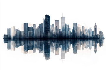 Fototapeta premium panorama view of buildings in the city urban area isolated white background.