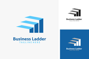 Chart and stepladder for business ladder logo design