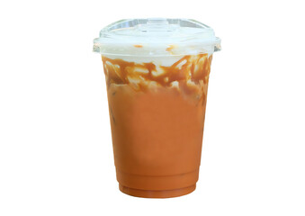 Iced tea with caramel sauce.