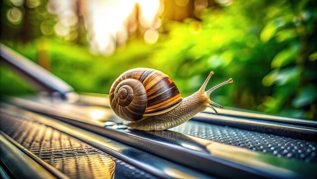 An aerial view of perseverance: a snail on a treadmill, defying odds.