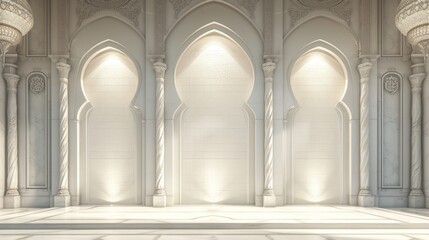 Fototapeta premium White Marble Interior with Ornate Arches and Columns