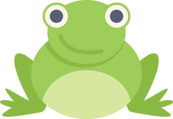 Friendly green frog smiling and relaxing